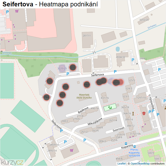 Mapa Seifertova - Firmy v ulici.