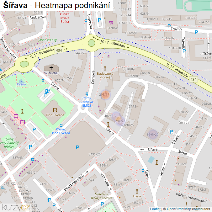 Mapa Šířava - Firmy v ulici.