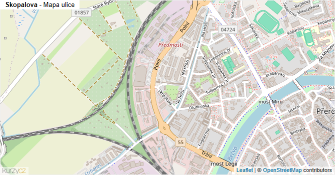 Skopalova - mapa ulice