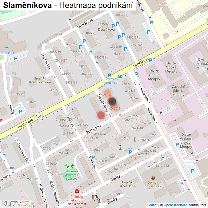 Mapa Slaměníkova - Firmy v ulici.