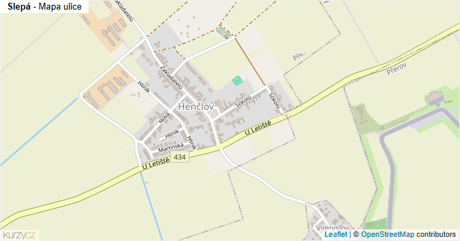 Slepá - mapa ulice