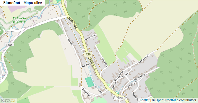 Slunečná - mapa ulice