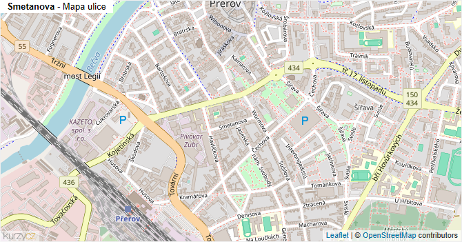 Smetanova - mapa ulice