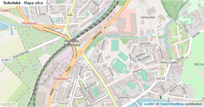 Sokolská - mapa ulice