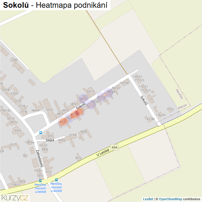 Mapa Sokolů - Firmy v ulici.