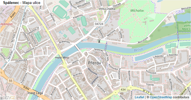 Spálenec - mapa ulice