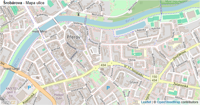 Šrobárova - mapa ulice