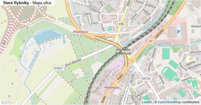 Staré Rybníky - mapa ulice