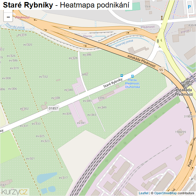 Mapa Staré Rybníky - Firmy v ulici.