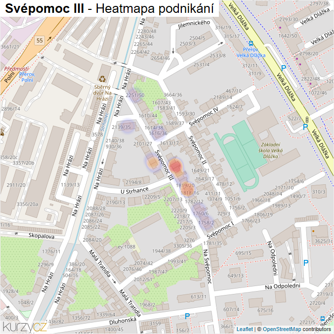 Mapa Svépomoc III - Firmy v ulici.