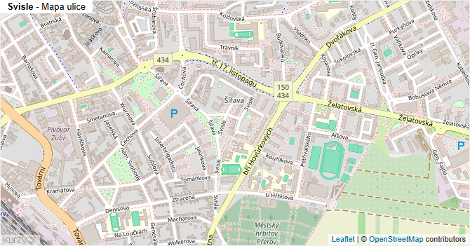 Svisle - mapa ulice