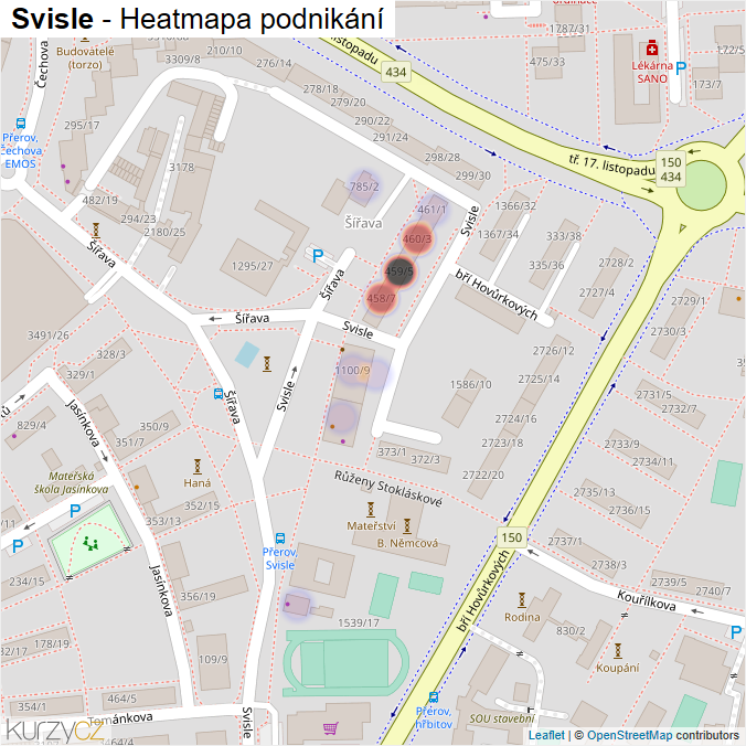 Mapa Svisle - Firmy v ulici.