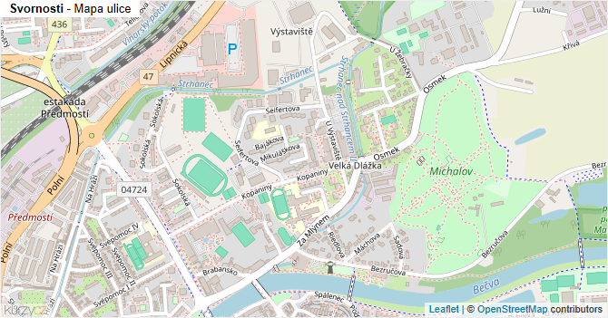 Svornosti - mapa ulice