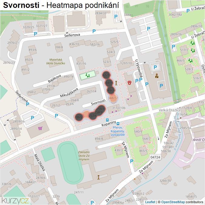 Mapa Svornosti - Firmy v ulici.