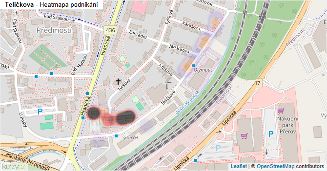 Teličkova - mapa podnikání