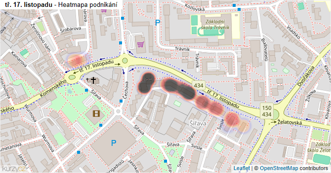 tř. 17. listopadu - mapa podnikání