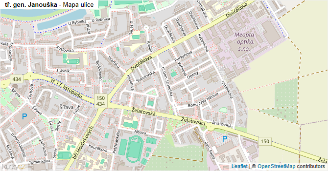 tř. gen. Janouška - mapa ulice