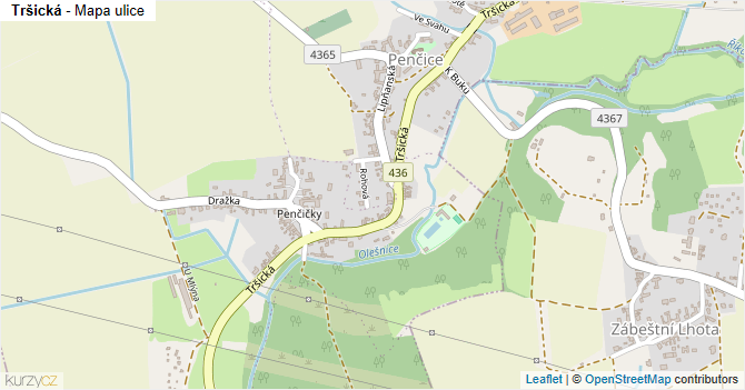 Tršická - mapa ulice