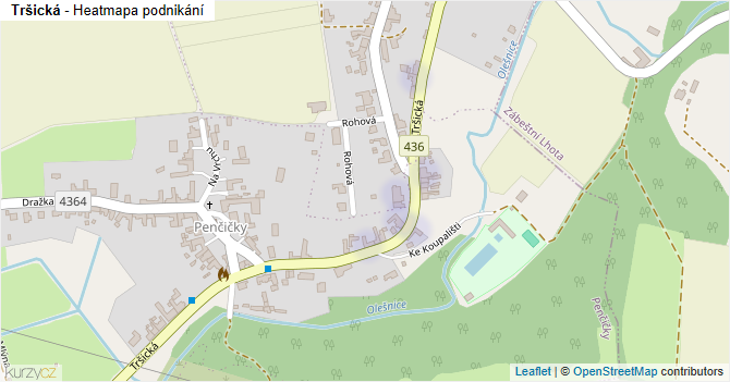 Tršická - mapa podnikání