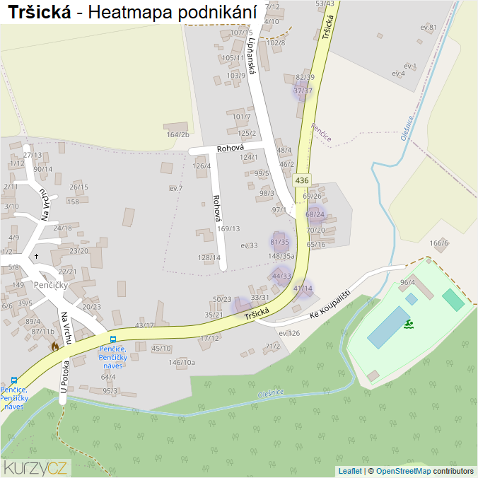 Mapa Tršická - Firmy v ulici.
