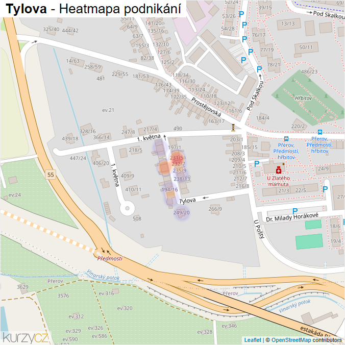 Mapa Tylova - Firmy v ulici.