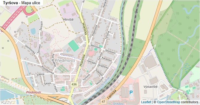 Tyršova - mapa ulice