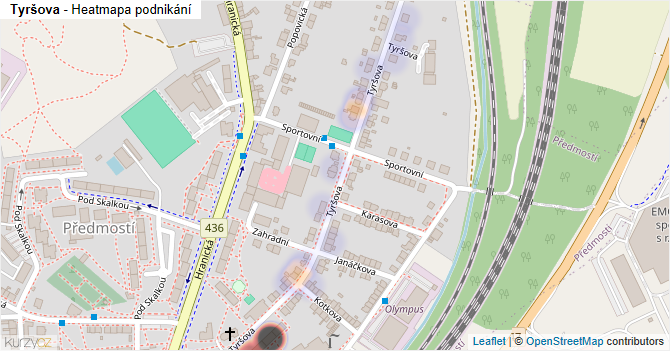 Tyršova - mapa podnikání