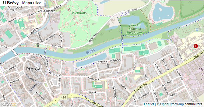 U Bečvy - mapa ulice
