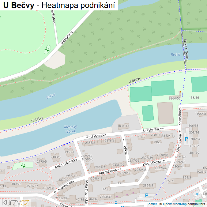 Mapa U Bečvy - Firmy v ulici.