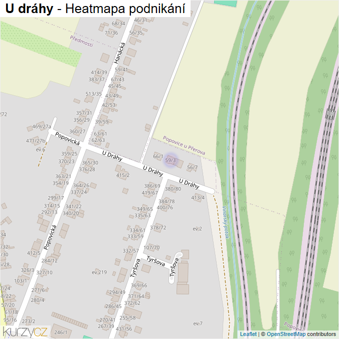 Mapa U dráhy - Firmy v ulici.