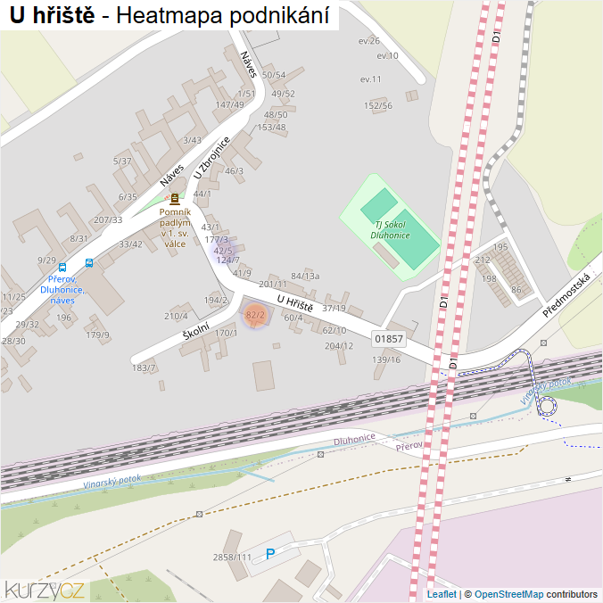 Mapa U hřiště - Firmy v ulici.