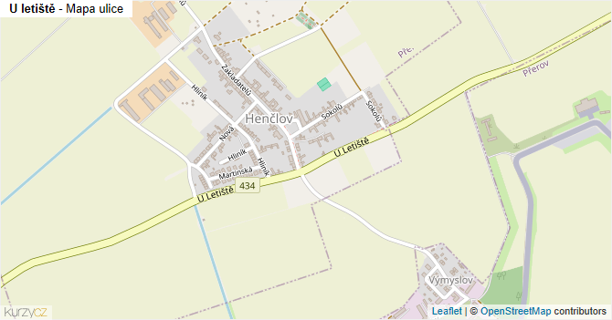 U letiště - mapa ulice