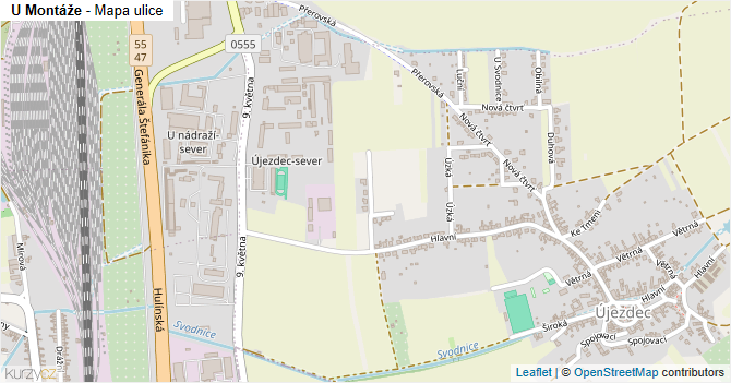 U Montáže - mapa ulice