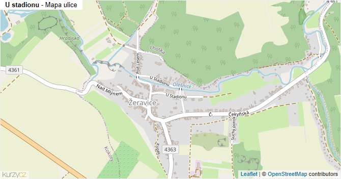 U stadionu - mapa ulice