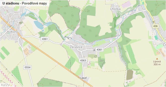 U stadionu - záplavové mapy stoleté vody