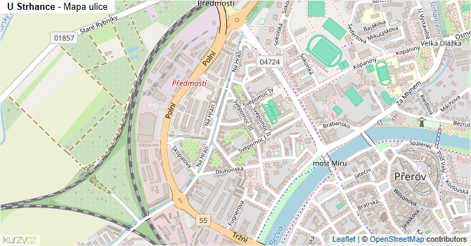U Strhance - mapa ulice