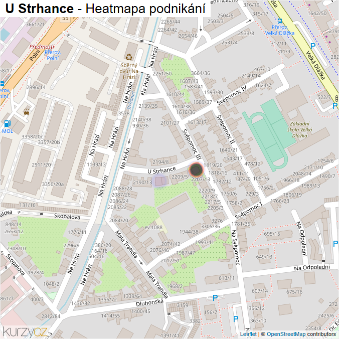 Mapa U Strhance - Firmy v ulici.