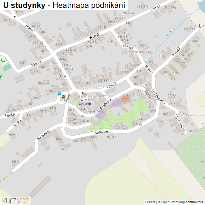 Mapa U studynky - Firmy v ulici.