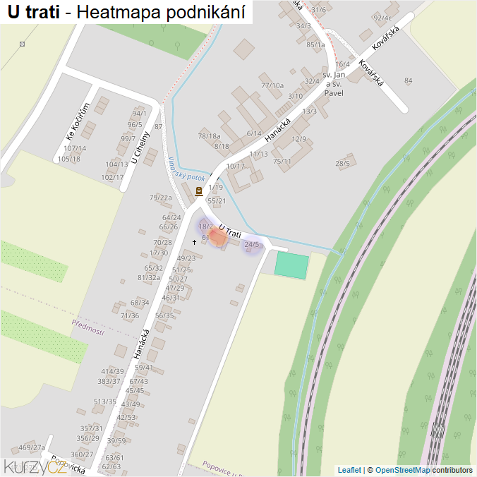 Mapa U trati - Firmy v ulici.