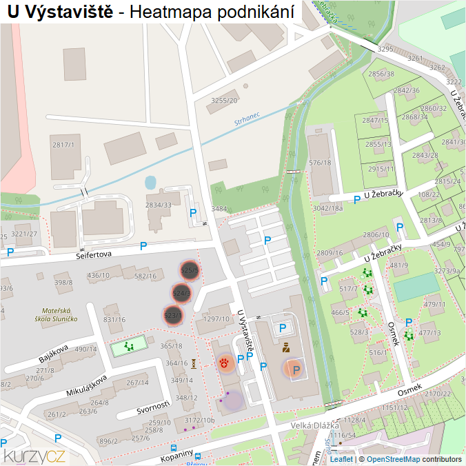 Mapa U Výstaviště - Firmy v ulici.