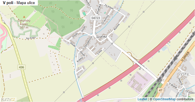 V poli - mapa ulice