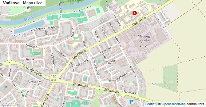 Vaňkova - mapa ulice