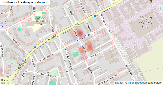 Vaňkova - mapa podnikání