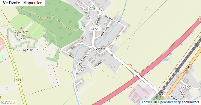 Ve Dvoře - mapa ulice