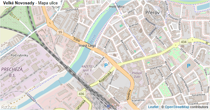 Velké Novosady - mapa ulice