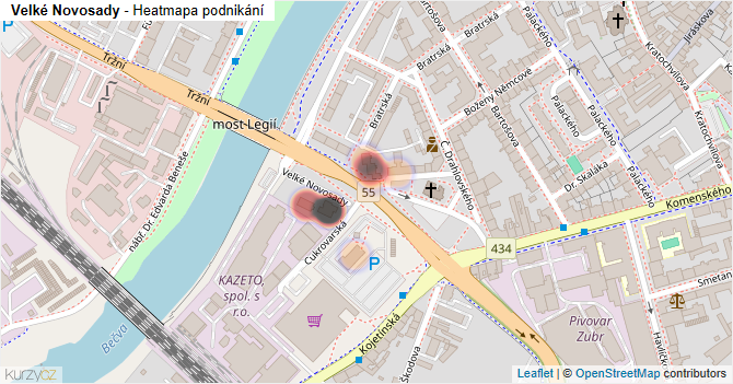 Velké Novosady - mapa podnikání