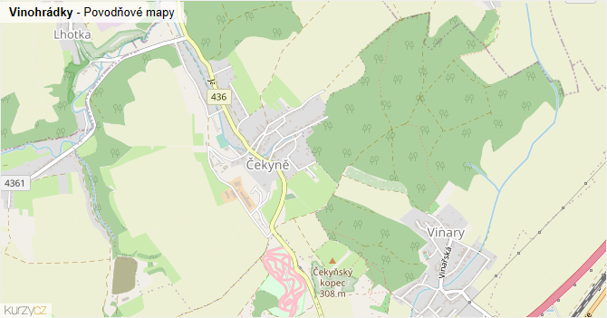 Vinohrádky - záplavové mapy stoleté vody