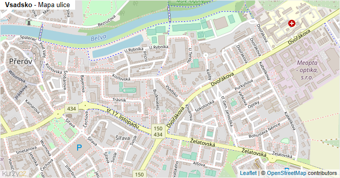 Vsadsko - mapa ulice