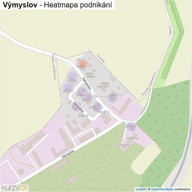 Mapa Výmyslov - Firmy v ulici.