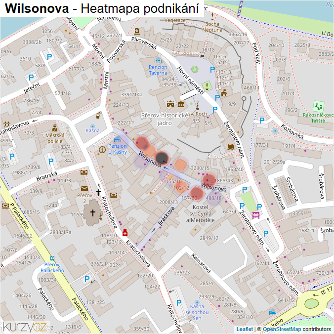 Mapa Wilsonova - Firmy v ulici.